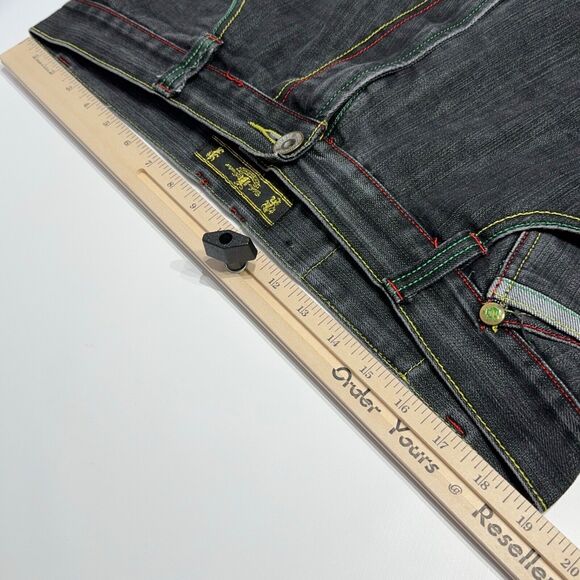 VTG 90s Y2K VICTORIOUS Colorful Embroidered Black Denim Shorts Men Size 40 (B1) - Picture 10 of 15